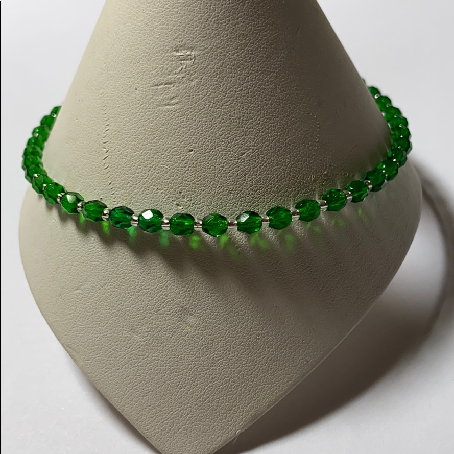 Czech Emerald Beaded Anklet Anklet Bracelet